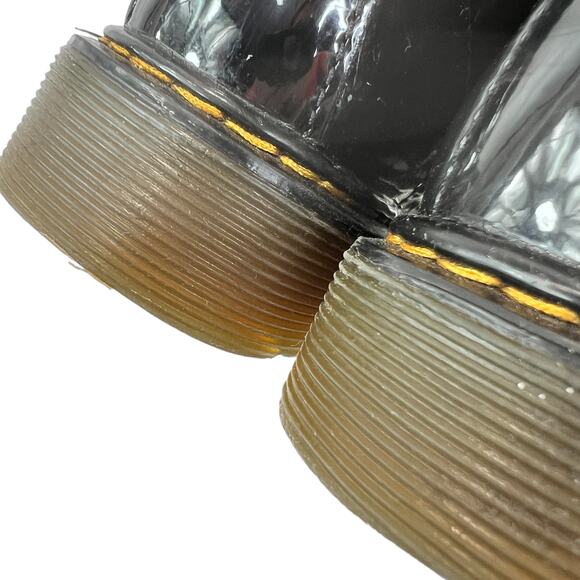 Dr. Martens 1460 Black Patent Leather Combat Boots Girls 3 Lace Up Combat - Picture 9 of 12